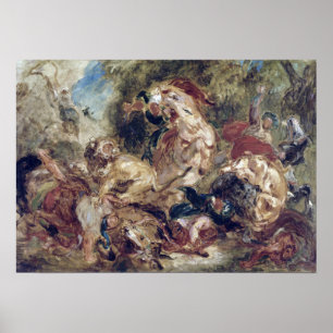 Poster Eugène Delacroix La Chasse Au Lion