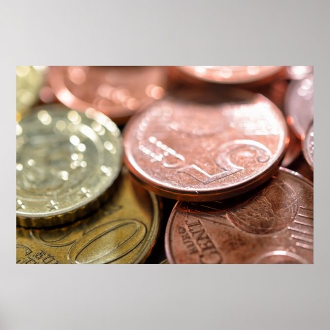 Poster Euro pièces sous le soleil (Devant)