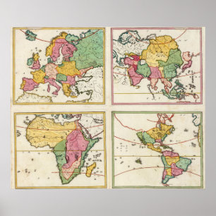 Poster Europa, Asie, Afrique, Amérique