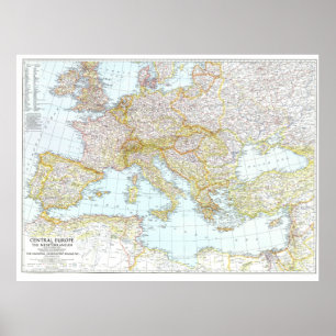 Poster " Europe : 1939 - Carte détaillée ...