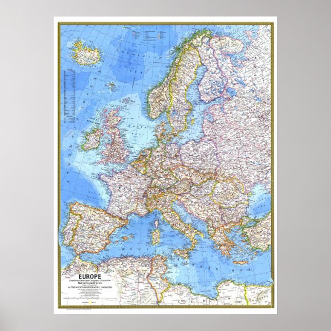 Poster " Europe : 1977 Carte détaillée ... (Devant)