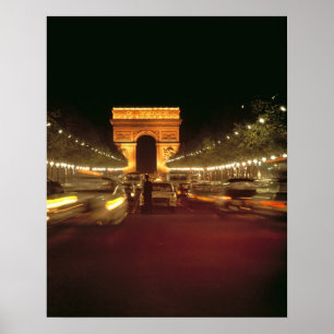 Poster Europe, France, Paris. La circulation du soir se p