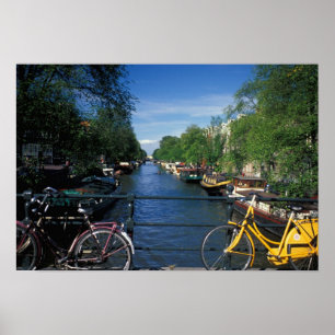 Poster Europe, Hollande, Amsterdam, vélo jaune et