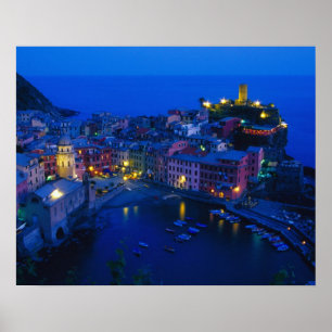 Poster Europe, Italie, Cinque Terre, Vernazza. Côte escar