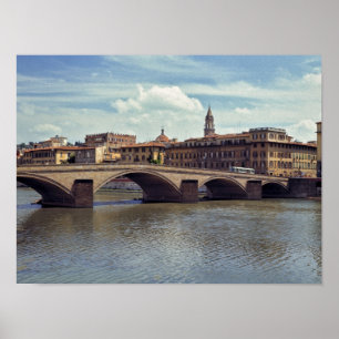Poster Europe, Italie, Florence. Le fleuve Arno coule