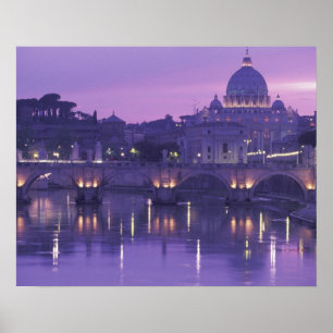 Poster Europe, Italie, Rome. Saint-Pierre et Ponte Sant