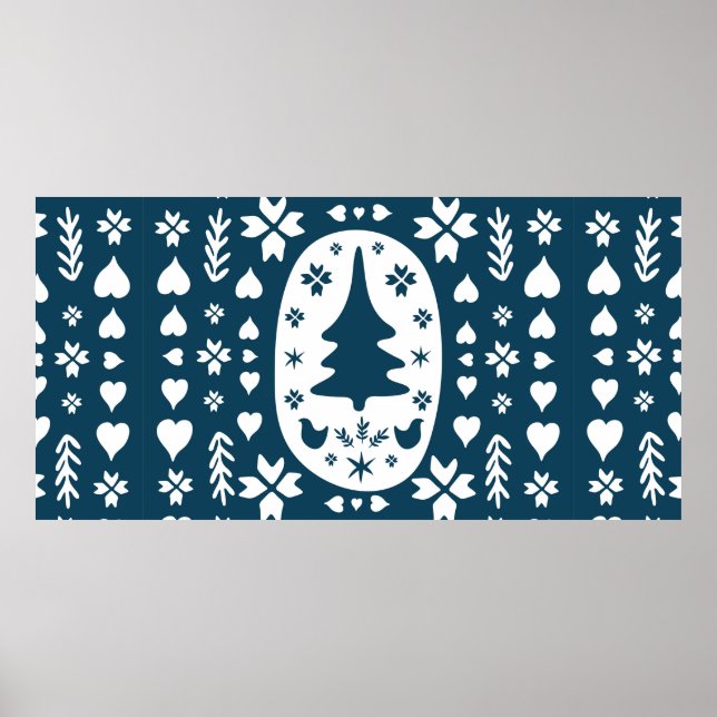 Poster Europe Joyeux Noël folk doodart avec feu (Devant)