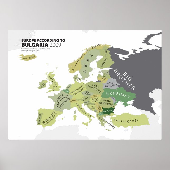 Poster Europe Selon la Bulgarie (Devant)