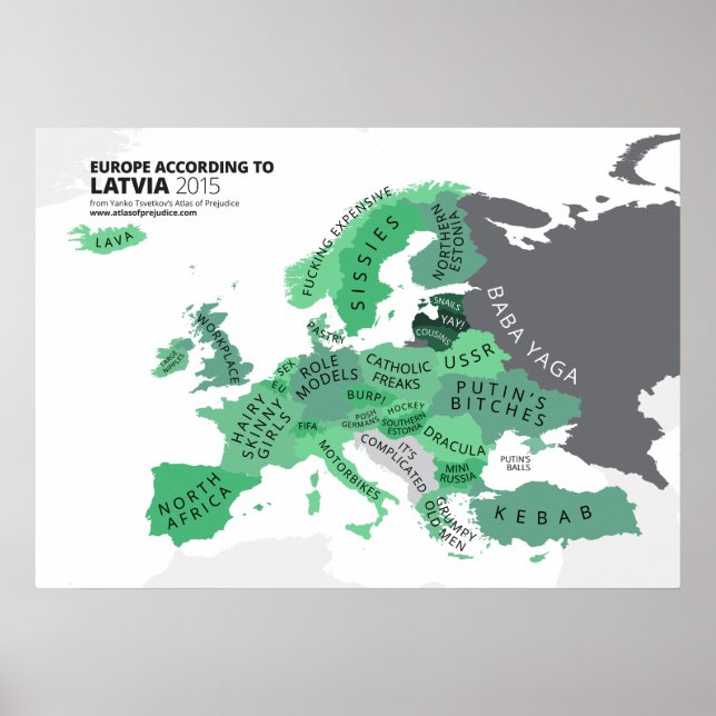 Poster Europe Selon la Lettonie (Devant)
