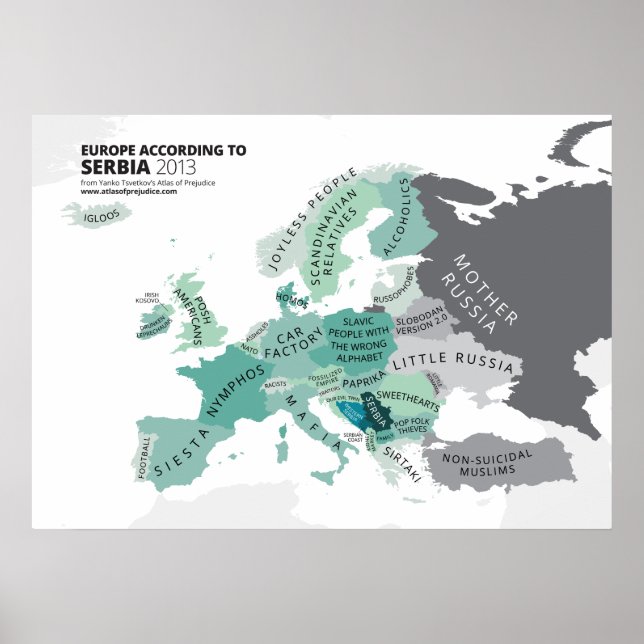 Poster Europe Selon la Serbie (Devant)