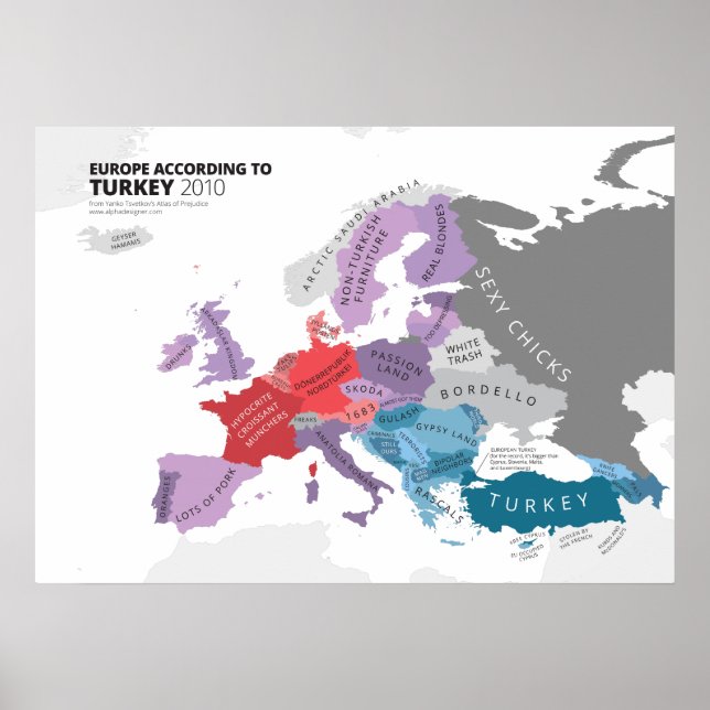 Poster Europe Selon la Turquie (Devant)