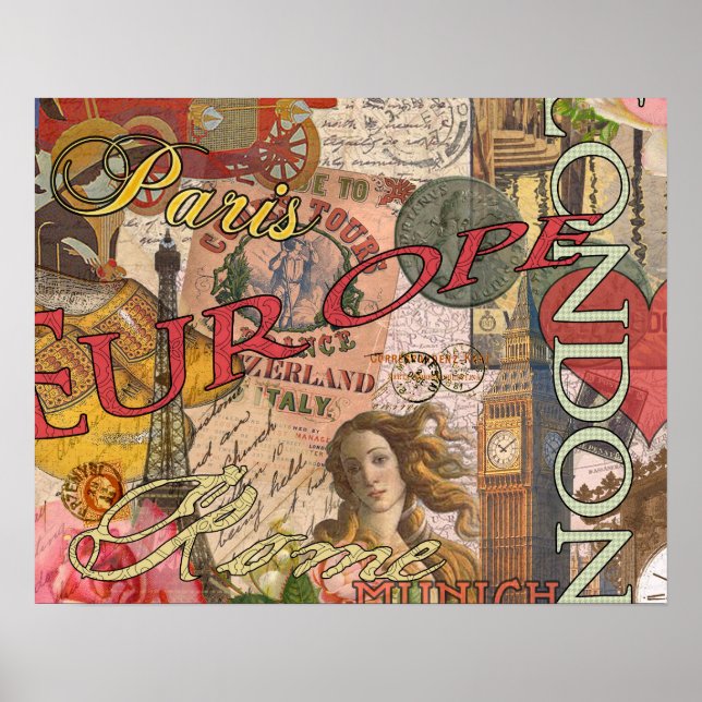 Poster Europe Travel Vintage (Devant)
