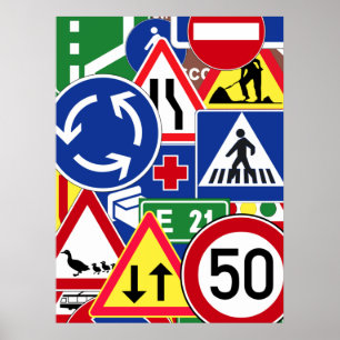 Poster European Traffic Signs Collage