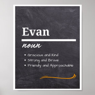 Poster Evan, Garçon Nom Personnalisé Définition