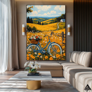 Poster Évasion Dorée à la Campagne – Art Naïf de Bicyclet