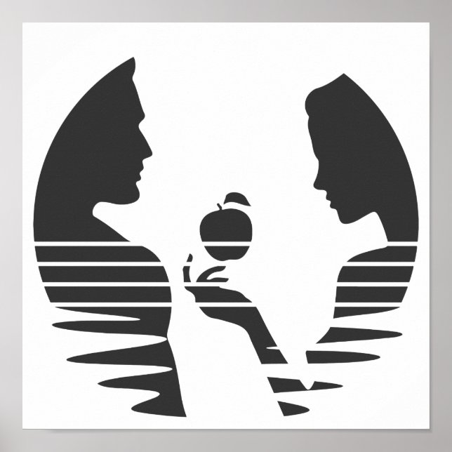 Poster Eve Met Une Pomme À Adam, Noir Version 1/3 (Devant)