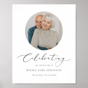 Poster EVELYN Élégant Script Mémorial Funérailles Bienven