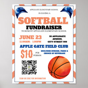 Poster événement de basket-ball collecte de fonds école a