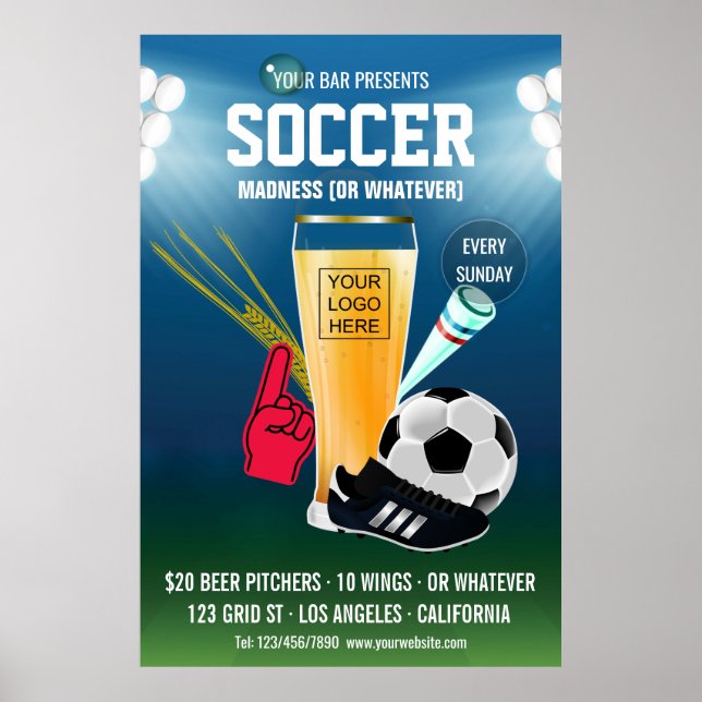 Poster Événement de football au bar ajouter un logo (Devant)