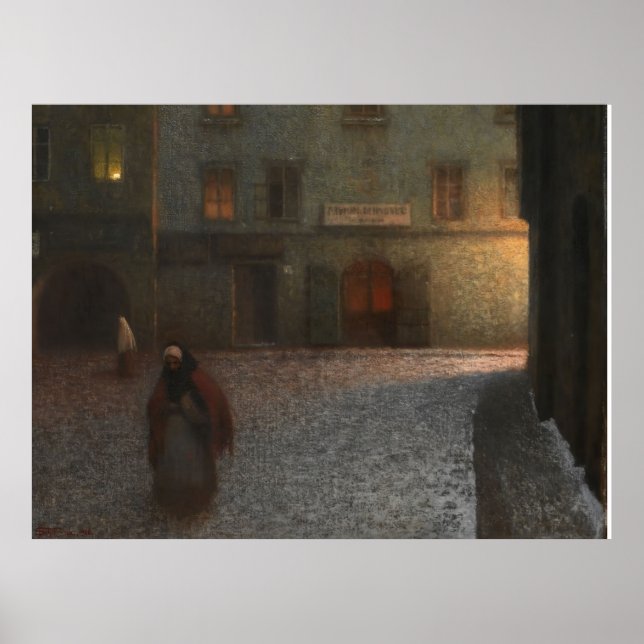 Poster Evening Street (1906) Jakub Schikaneder (Devant)
