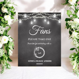 Poster Éventails de programme de mariage noir et blanc Si