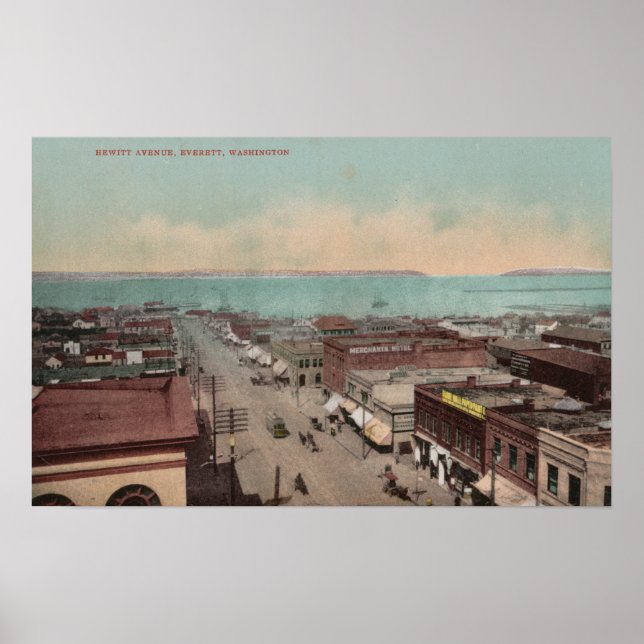 Poster Everett, WAView de Hewitt Ave.Everett, WA (Devant)