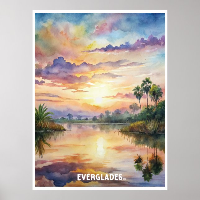 Poster Everglades National Park Aquarelle Peinture (Devant)
