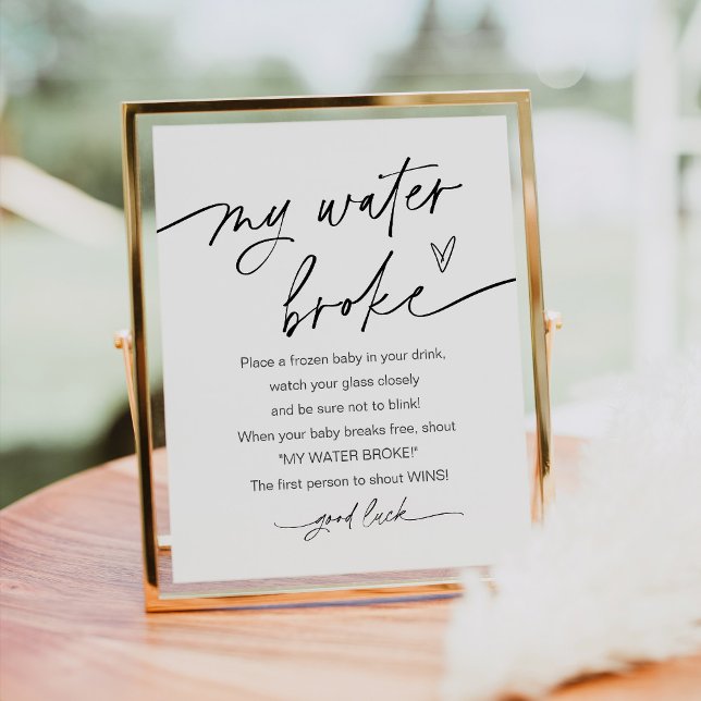 Poster EVERLEIGH My Water Broke Baby shower Jeu SIGNE (Créateur téléchargé)