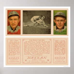 Poster Evers Diapositives Baseball en Sécurité Cubs 1912