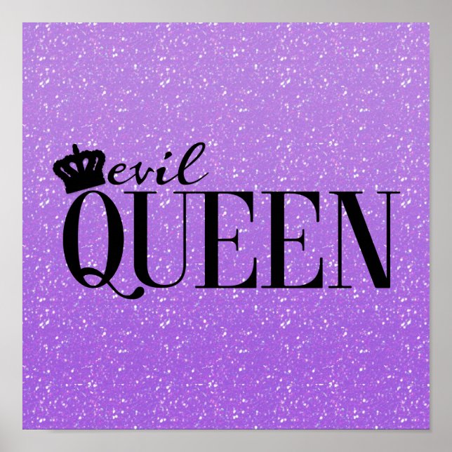 Poster EVIL QUEEN Purple Parties scintillant Glam Typogra (Devant)