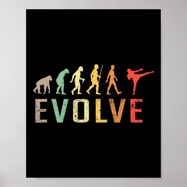 Poster Évolution de kickboxing Muay-thai Design drôle vin (Devant)