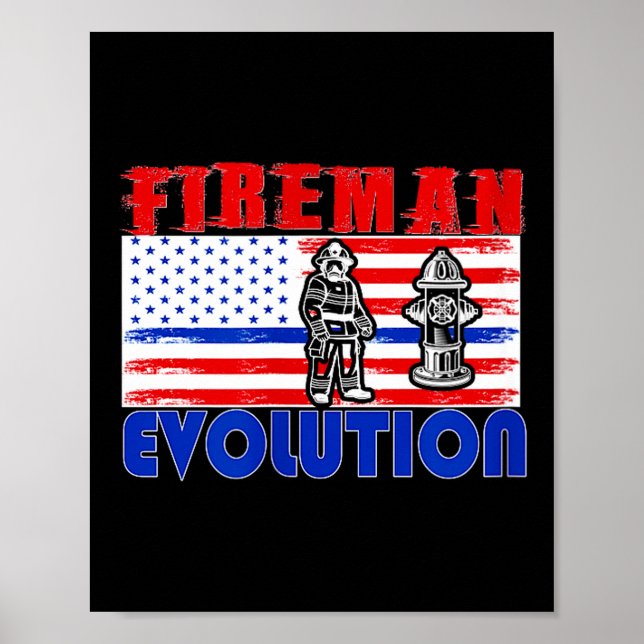 Poster Évolution de pompier Cadeau de pompier Fier pompie (Devant)
