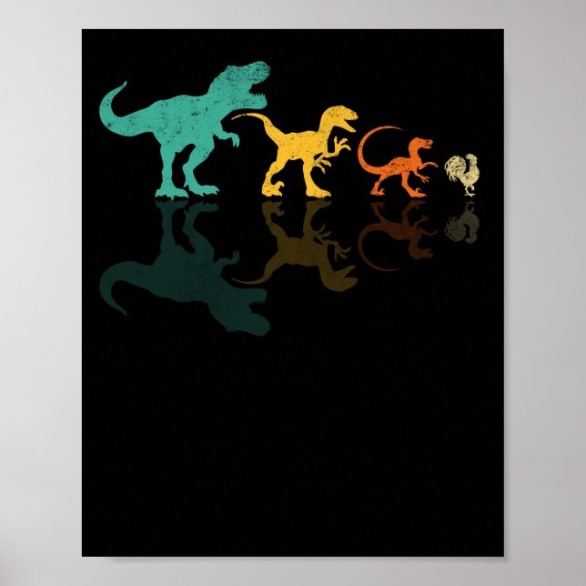 Poster Evolution Dinosaur T Rex Velociraptor Poulet (Devant)
