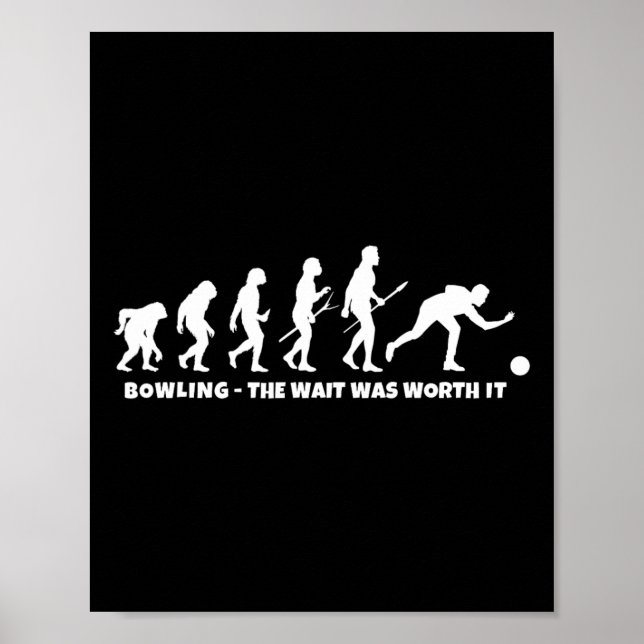 Poster Évolution du bowling - Joueur de bowling drôle et  (Devant)