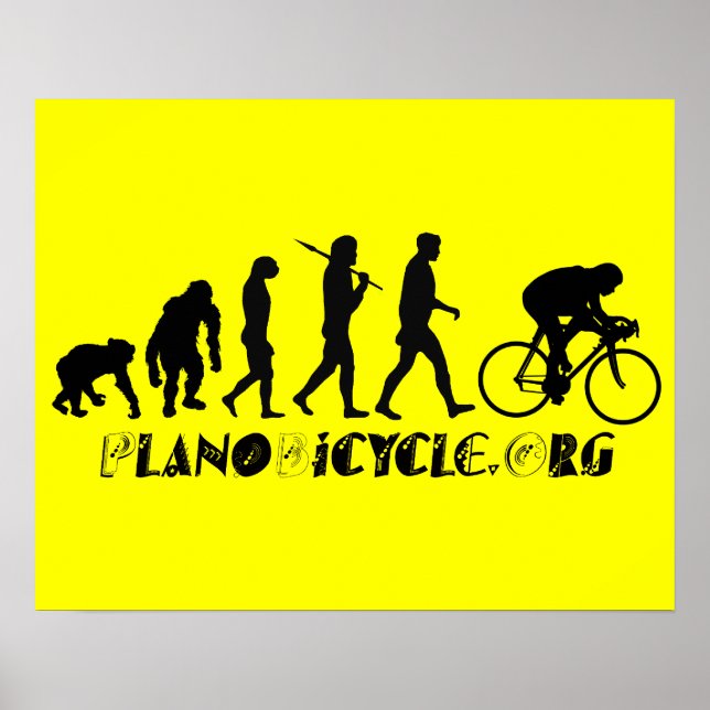 Poster Evolution du cyclisme Arty Logo Plano Texas Gear (Devant)