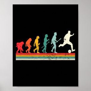 Poster Évolution humaine football soccer sport vintage fo