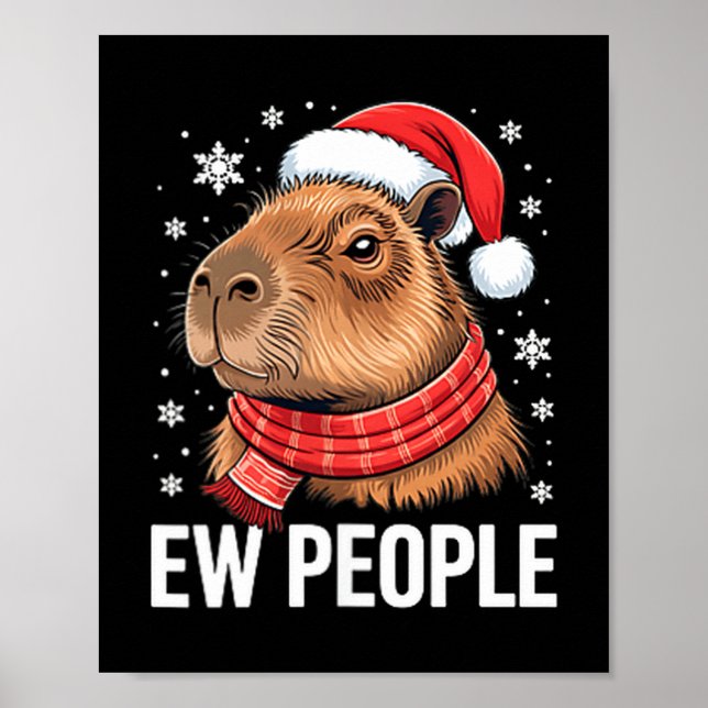 Poster Ew People Capybara Christmas Funny Introvert Holid (Devant)