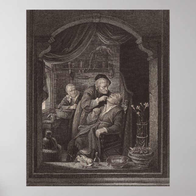 Poster Examen dentaire, époque baroque, Gerrit Dou (Devant)