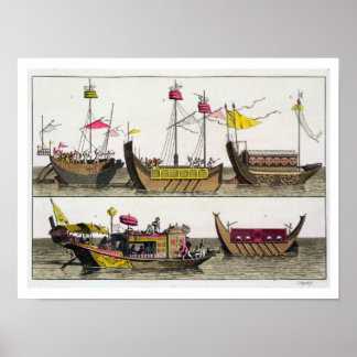 Poster Examples of Chinese ships, illustration from 'Le C