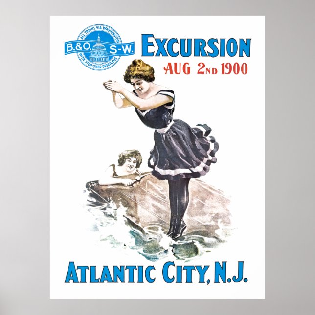 Poster Excursion ferroviaire B+O 1900 (Devant)