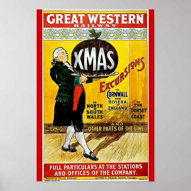Poster Excursions de Noël du Great Western Railway (Devant)