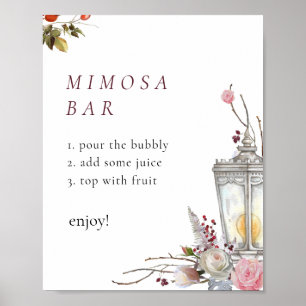 Poster Exemple Roses floraux et lanterne signe barre Mimo