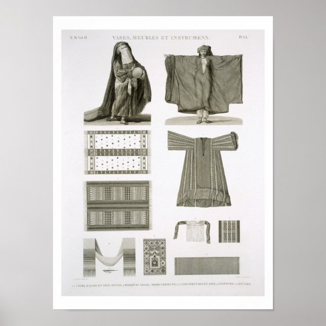 Poster Exemples de costumes égyptiens et de soie, de 'Des (Devant)