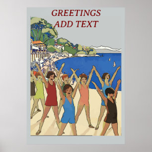 Poster Exercice vintage pour enfants sur la plage