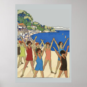 Poster Exercice vintage pour enfants sur la plage