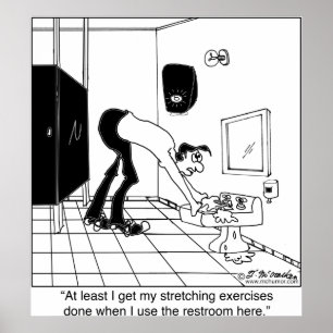 Poster Exercices d'étirement dans une salle de toilettes