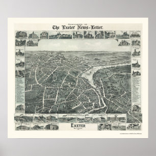 Poster Exeter, NH Panoramic Map - 1896
