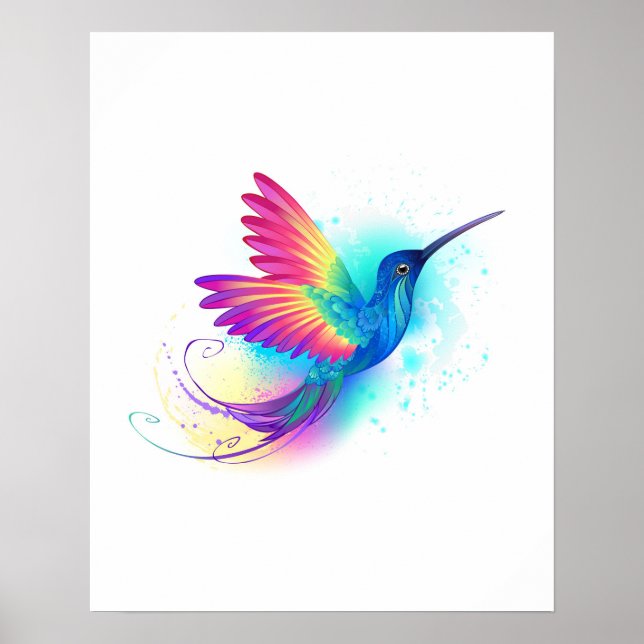 Poster Exotic Rainbow Hummingbird (Devant)