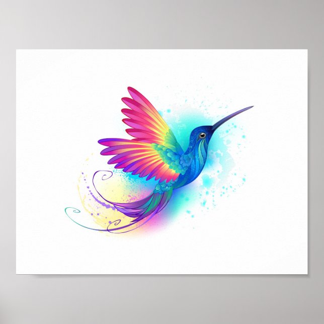 Poster Exotic Rainbow Hummingbird (Devant)