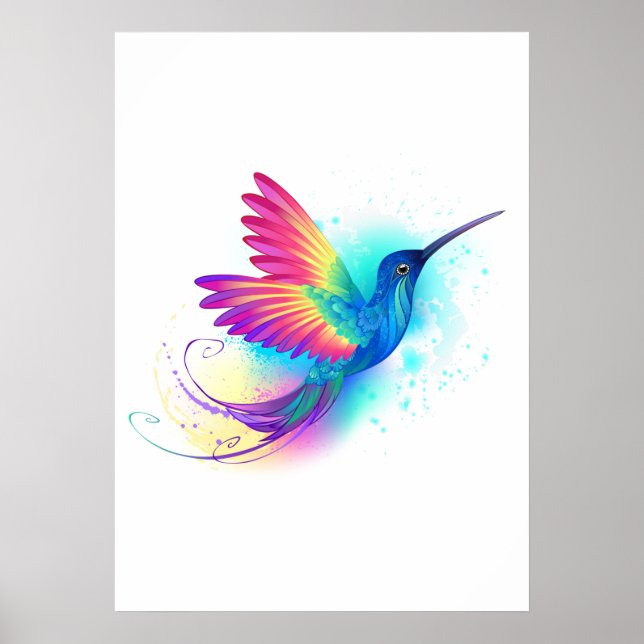 Poster Exotic Rainbow Hummingbird (Devant)